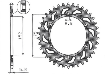 Zębatka tylna 856 43 yamaha tt600r '98-'03, tt600s '93-'95, yfz 350 banshee`89-06 (jtr853.43)* (łańc. 520) (85643jt)